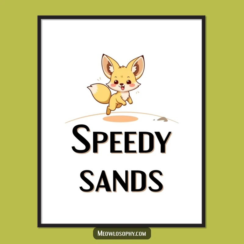 Funny Fennec Fox Zoomie Poster: Adorable Wall Art for Energetic Spaces
