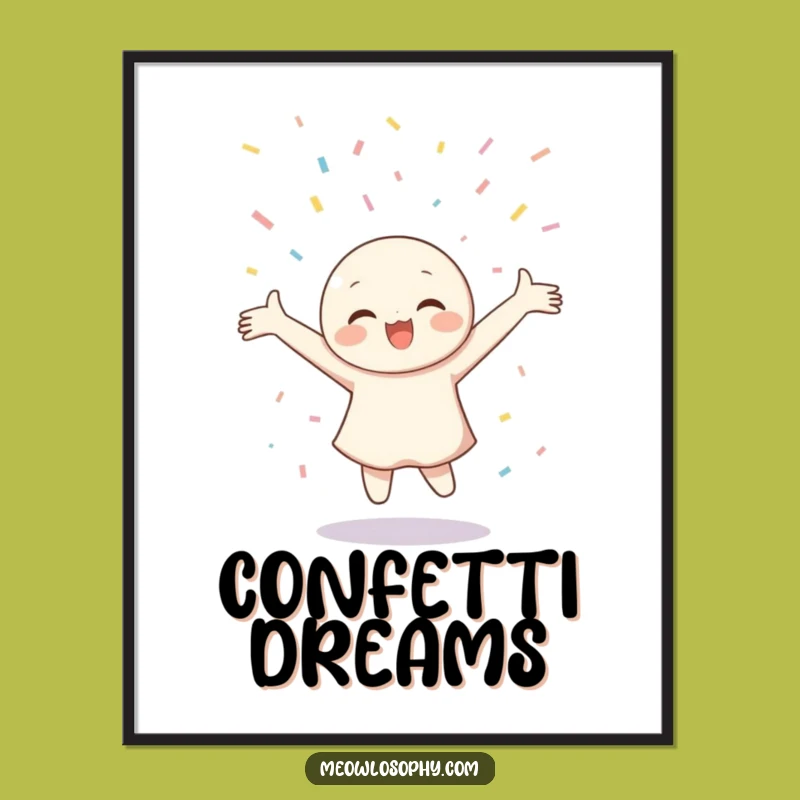Funny Joyful Twirling Poster: Confetti Shower Art for a Hilarious Wall Gift