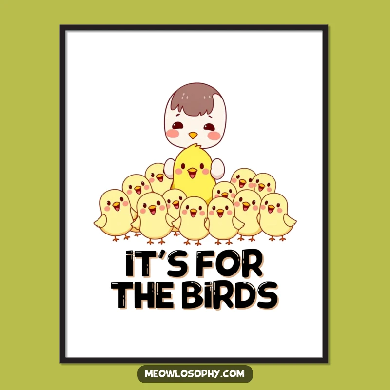 Funny Kawaii Bird Art Poster: Adorable & Hilarious Feathered Friend Decor