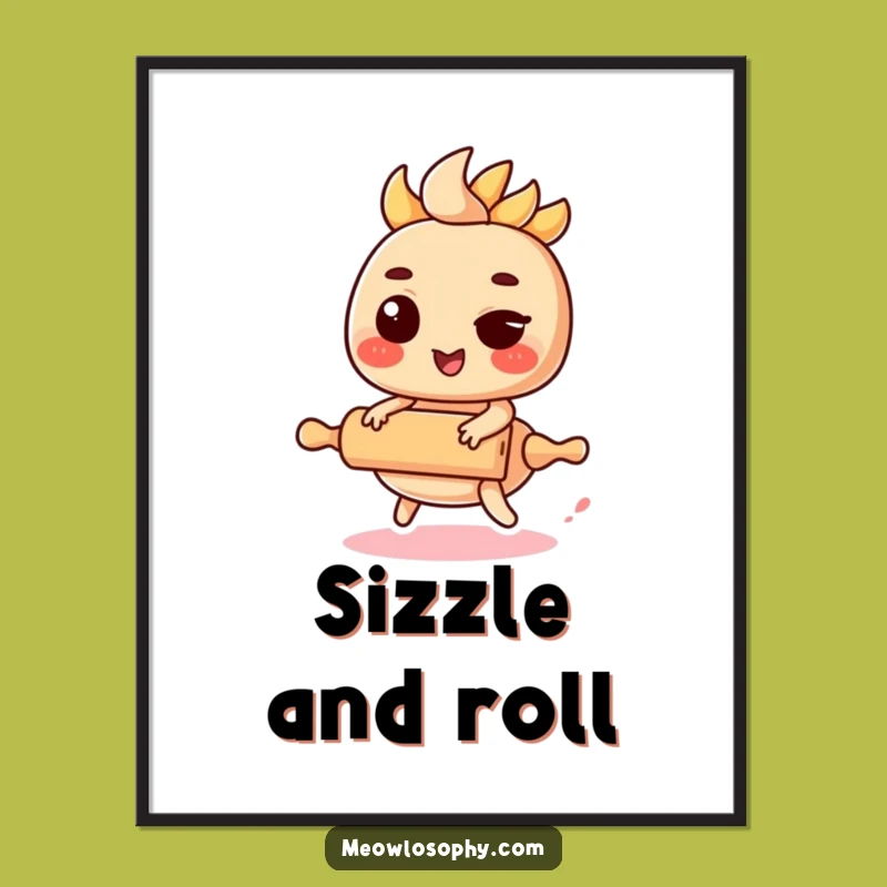 Funny Kawaii Fajita Poster - Whimsical Cute Food Art, Perfect Humorous Decor