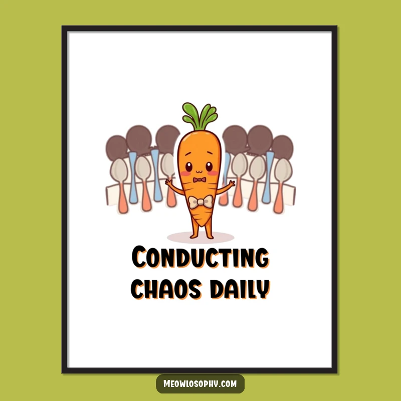 Funny Shy Carrot Conducting Spoons Poster - Hilarious Wall Art for Any Room
