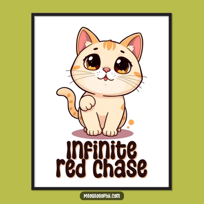 Funny Laser Cat Poster: Hypnotized Feline Dot Chase Art Print Gift