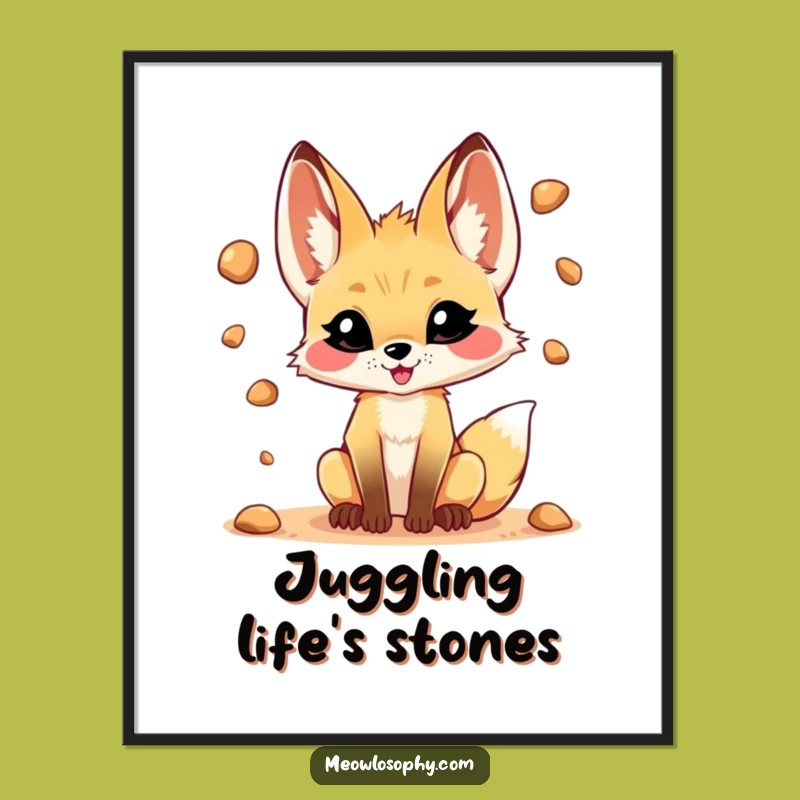 Funny Fennec Fox Juggling Poster: Playful Art for Mischievous Spaces
