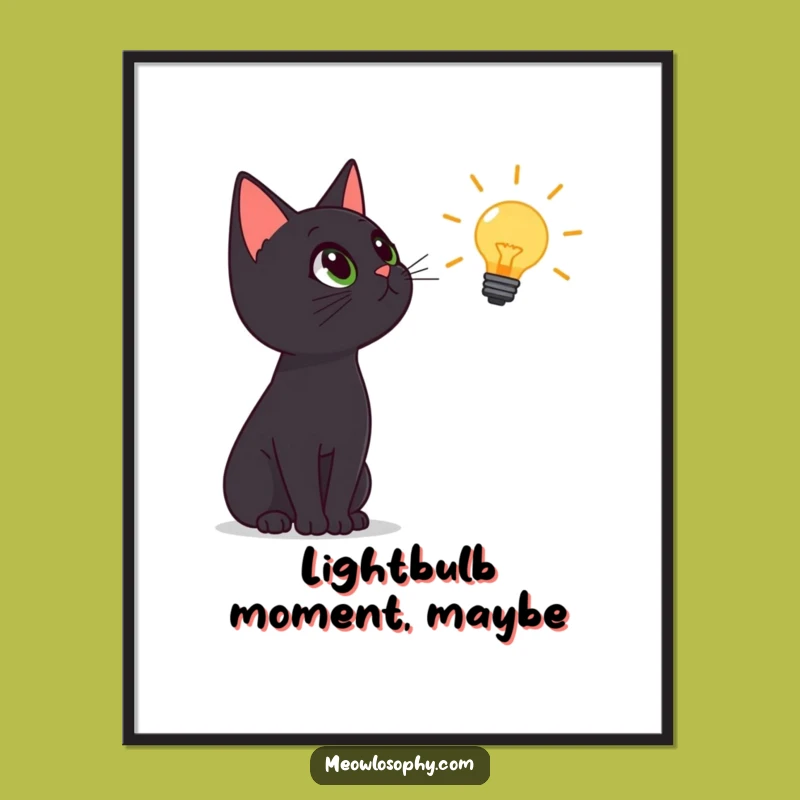 Funny Black Cat Lightbulb Poster: Inspiring Wonder, A Humorous Wall Art Gift
