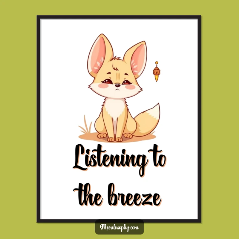 Funny Kawaii Fennec Fox Wind Chime Poster - Adorable Desert Sound Art