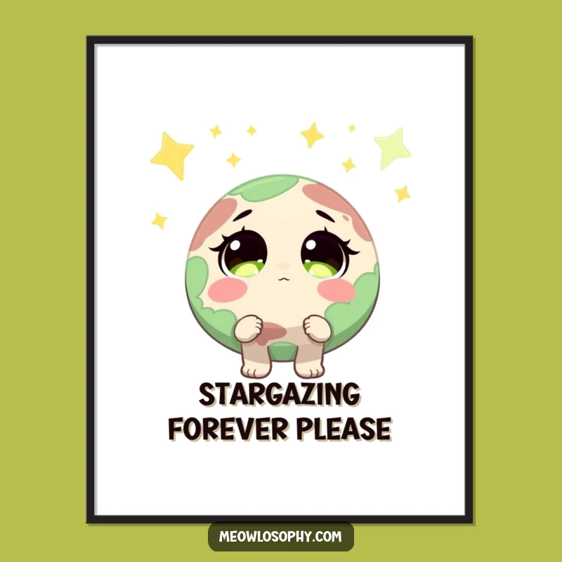 Funny Earth Starry Eyes Poster - Dreamy Wall Art & Hilarious Gift