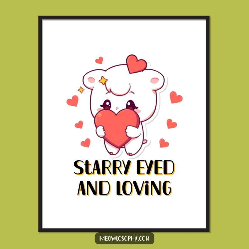 Funny Starry-Eyed Character Poster: Adorable Art of Love