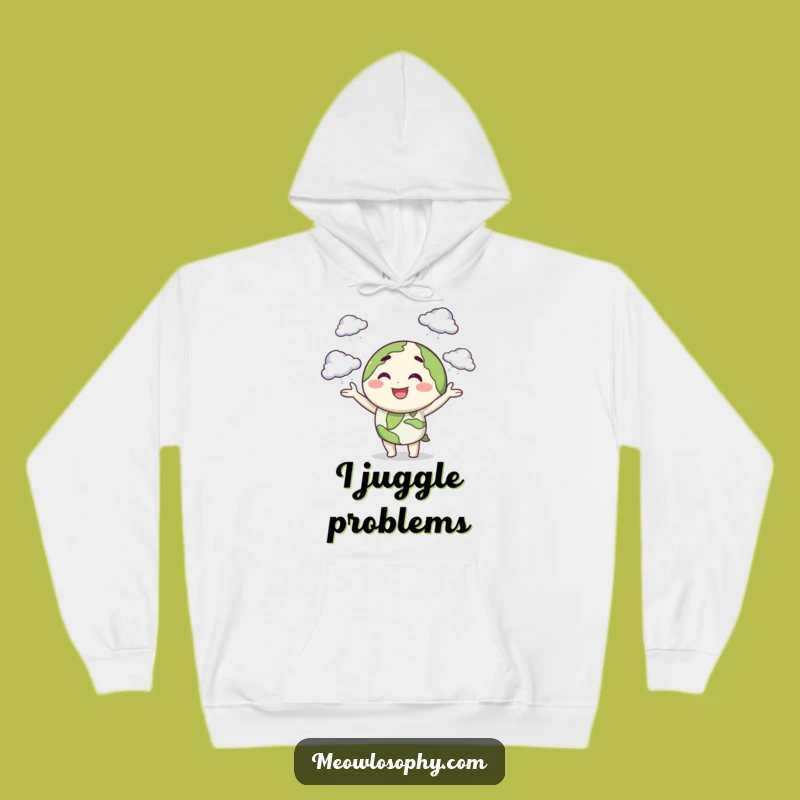 Cozy Funny Earth Juggling Clouds Hoodie: Stay Warm with Playful Weather Control Vibes