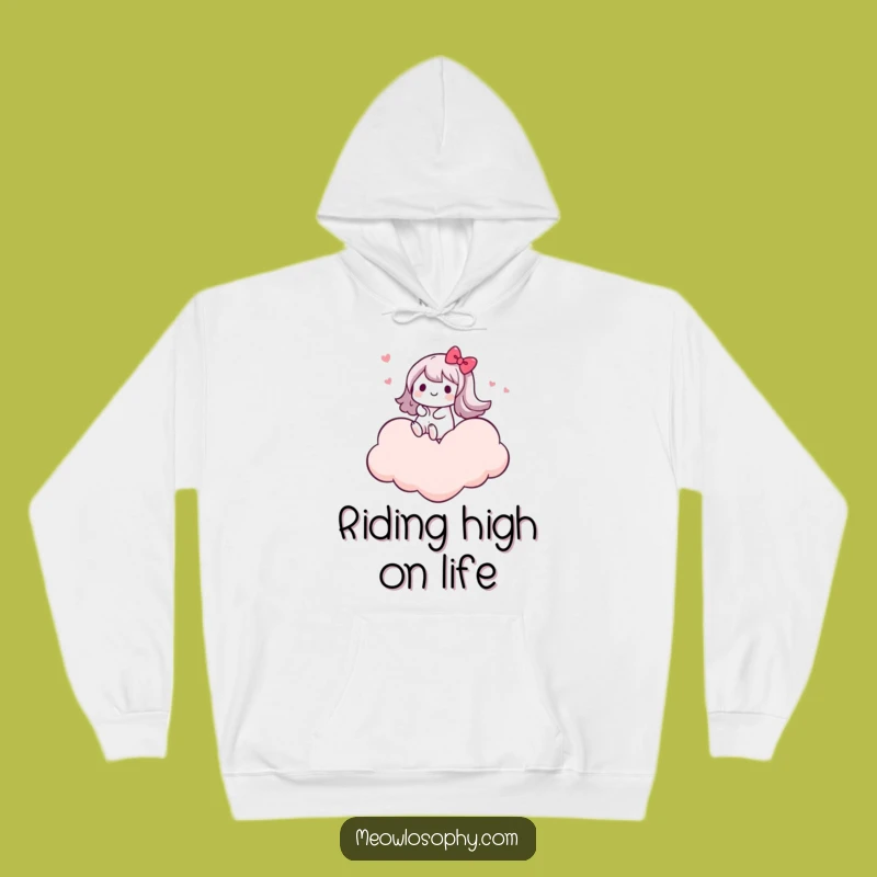 Cozy Funny Kawaii Cloud Rider Hoodie: Warmth and Dreamy Comfort