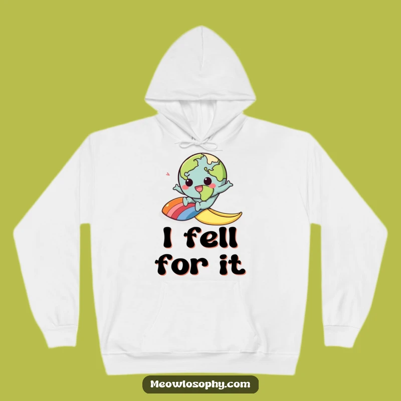 Cozy Funny Kawaii Earth Banana Peel Hoodie: Stay Warm with Adorable Cartoon Mishap Vibes
