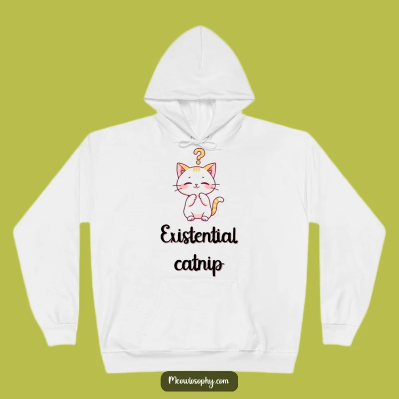 Funny Kawaii Cat Hoodie: Cozy Pondering Feline Philosophical Comfort Gift