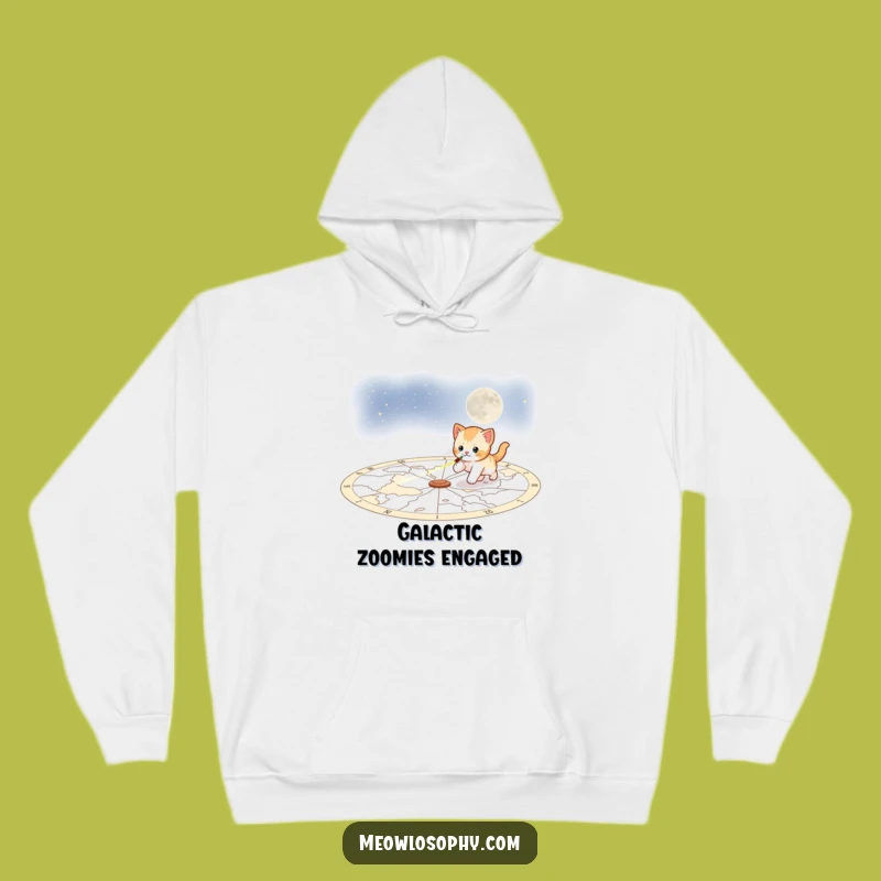 Cozy Funny Playful Kitten Hoodie: Celestial Laser Chase Apparel, Warm Gift