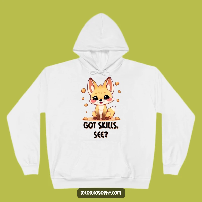 Funny Fennec Fox Juggling Hoodie: Cozy & Playful Desert Companion
