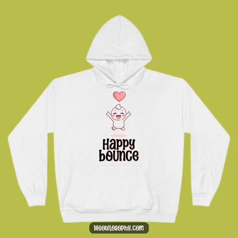 Funny Happy Heart Hoodie: Adorable Jumping Character, Cozy and Comical Gift