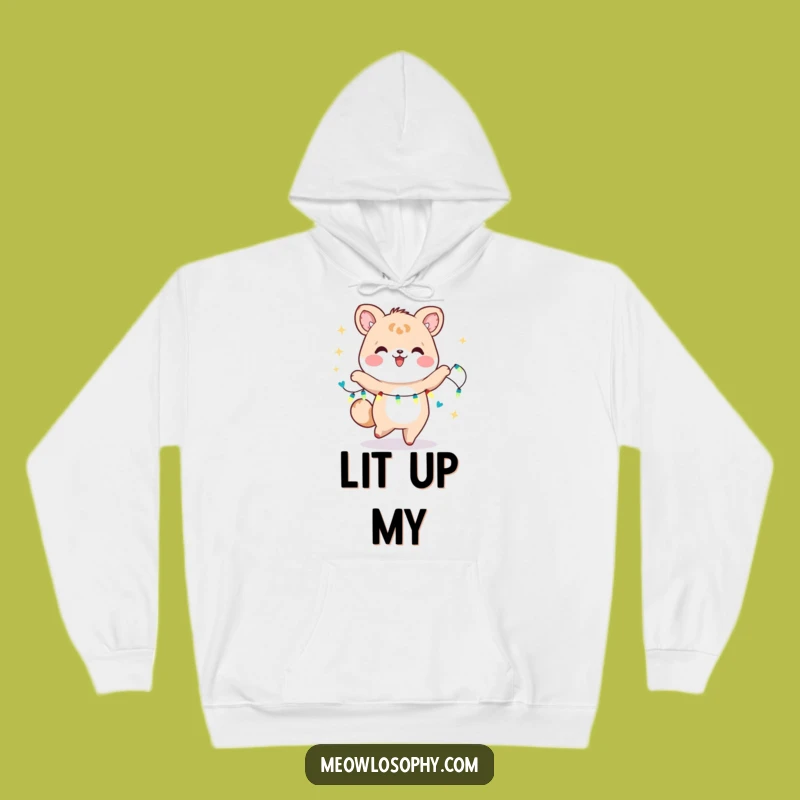 Funny Kawaii Dancer Hoodie: Cozy Animal with Fairy Lights, Warm and Cheerful Gift