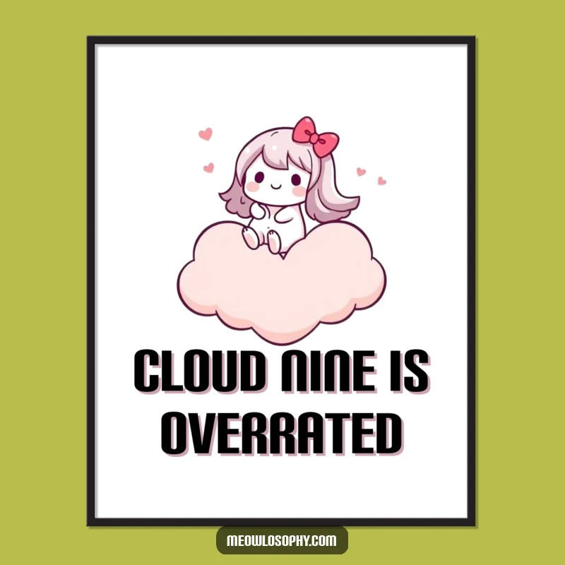 Free Printable Wall Art: Heart Cloud Rider Bliss! Whimsical Downloadable Decor.