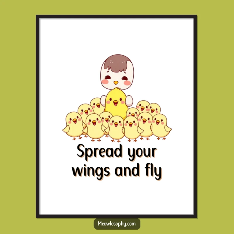 Cute Free Printable Wall Art: Kawaii Character & Birds for Charming Downloadable Decor