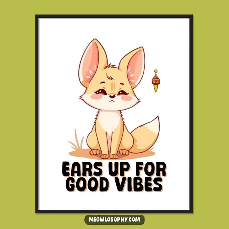 Free Printable Kawaii Fennec Fox Wall Art: Ears Twitching Desert Wind Chime Downloadable Art