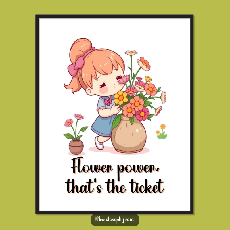 Funny Free Printable Wall Art: Flower Arranger Downloadable Art Gift for Nature Lovers