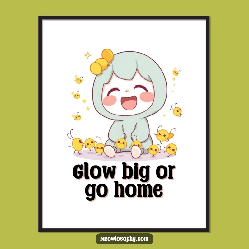 Free Printable Wall Art: Laughing Character & Fireflies - Whimsical Downloadable Decor Gift!