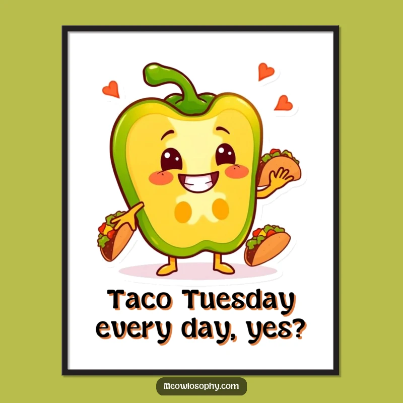 Free Printable Wall Art: Taco Juggling Pepper, Whimsical Downloadable Decor