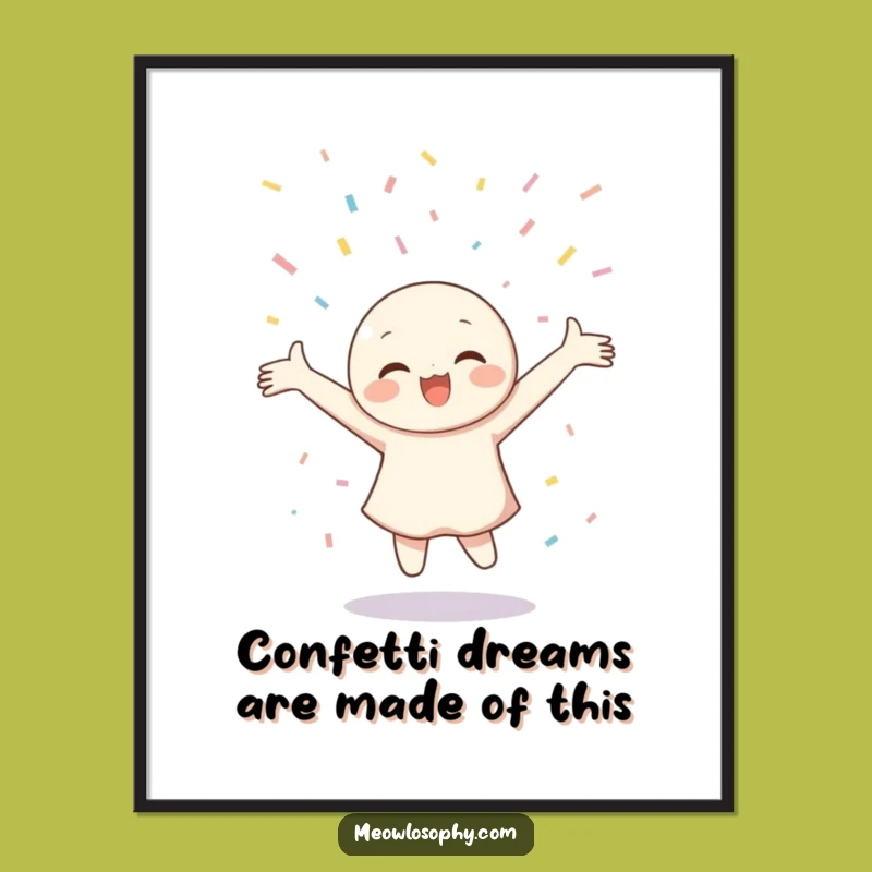 Free Printable Wall Art: Twirling Confetti Character - Joyful Downloadable Decor Gift!