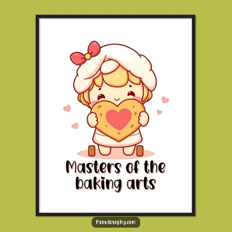 Funny Free Printable Wall Art: Kawaii Baker Heart Bread Downloadable Art Gift