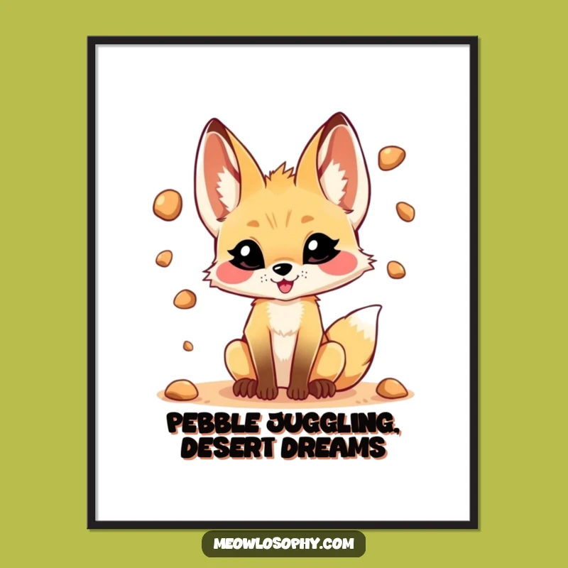 Funny Free Printable Wall Art: Juggling Fennec Fox Downloadable Art Decor