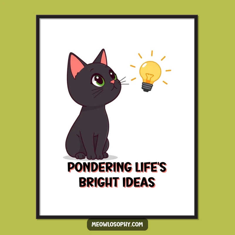 Funny Free Printable Wall Art: Black Cat's Genius Idea Downloadable Decor