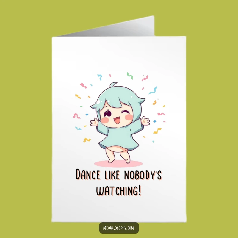 Free Printable Silly Dance Birthday Card: Flying Streamers Downloadable Fun