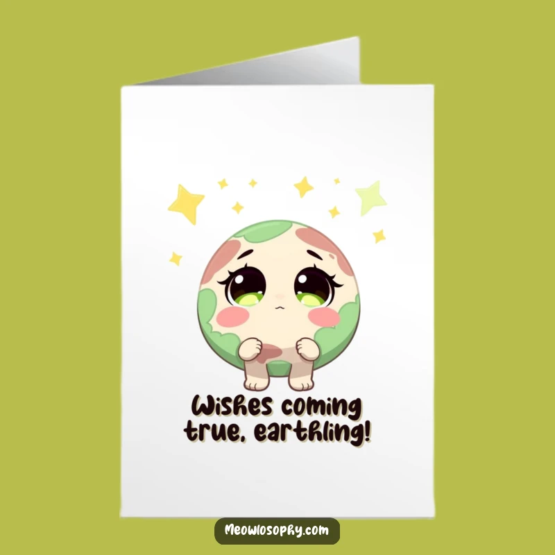 Free Printable Birthday Card: Earth & Stars - Funny Downloadable Space Gift