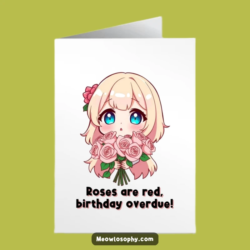 Free Printable Birthday Card: Surprised Rose Bouquet Funny Downloadable Gift