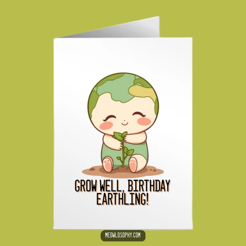 Free Printable Birthday Card: Earth Hugs Seedling - Funny Downloadable Gift