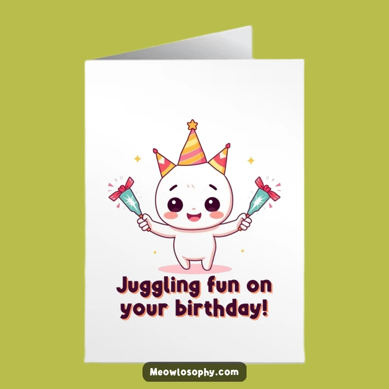 Free Printable Juggling Crackers Birthday Card: Funny Downloadable Gift for a Festive Celebration!