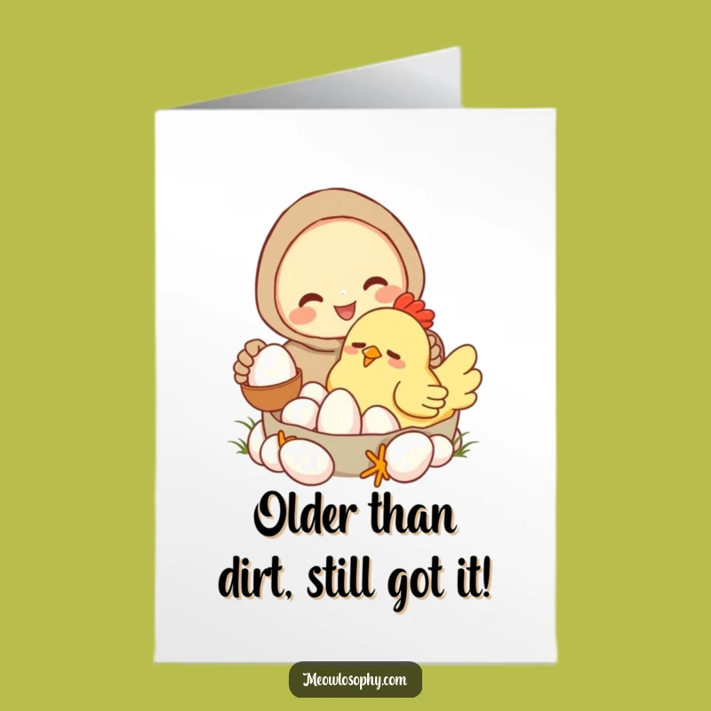 Free Printable Birthday Card: Funny Egg-Collecting Character for a Hilarious Downloadable Gift