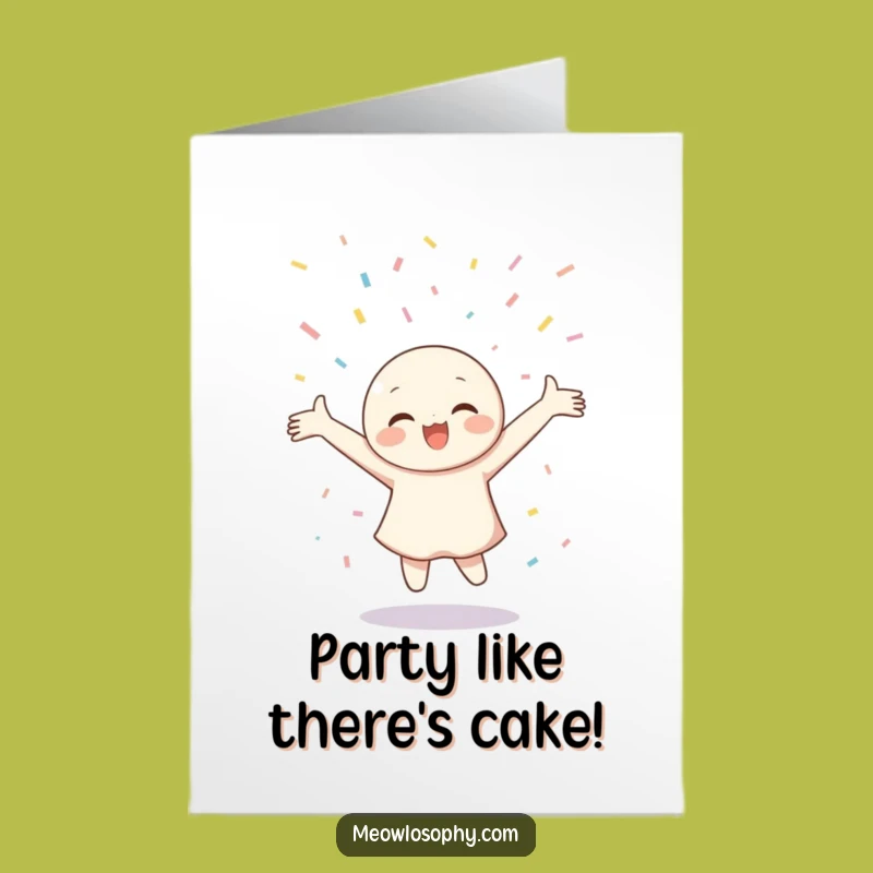 Free Printable Birthday Card: Twirling Confetti Character - Joyful Downloadable Gift!