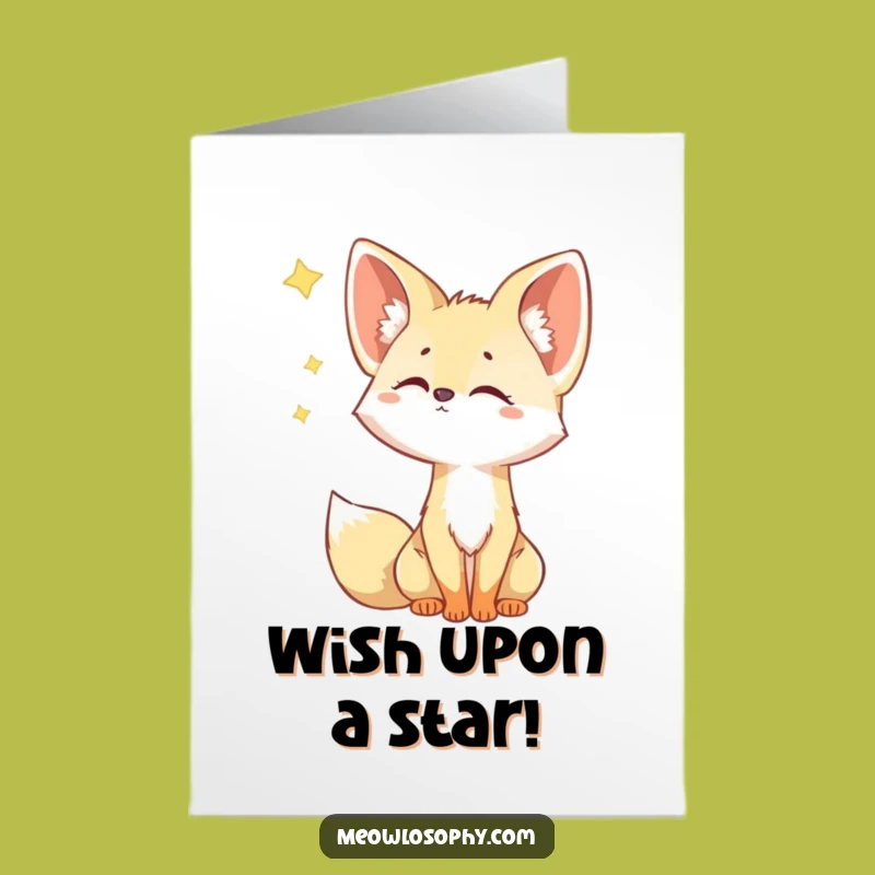 Free Printable Fennec Fox Birthday Card: Star Gazer Downloadable Gift