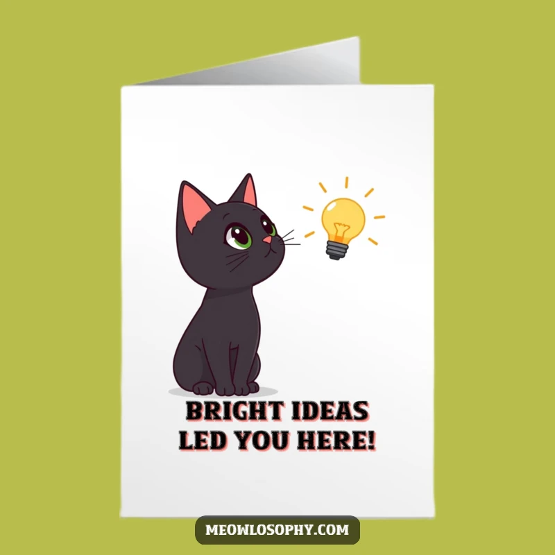 Free Printable Congrats Card: Black Cat's Eureka Moment Downloadable Gift