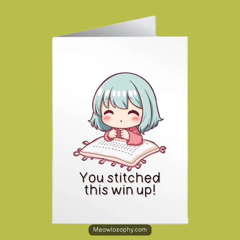 Free Printable Congrats Card: Cute Stitcher Quilt Funny Downloadable Crafty Gift