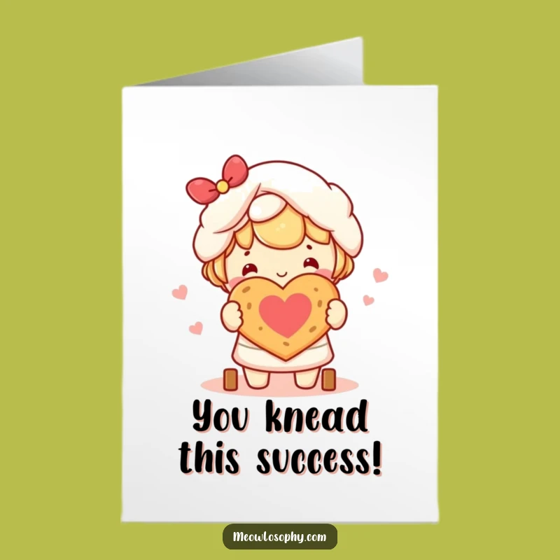 Free Printable Congrats Card: Kawaii Baker Heart Bread Funny Downloadable Gift