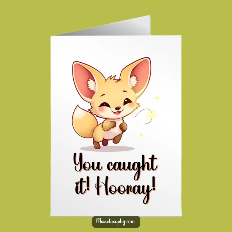 Free Printable Congrats Card: Fennec Fox Firefly Success Downloadable Gift
