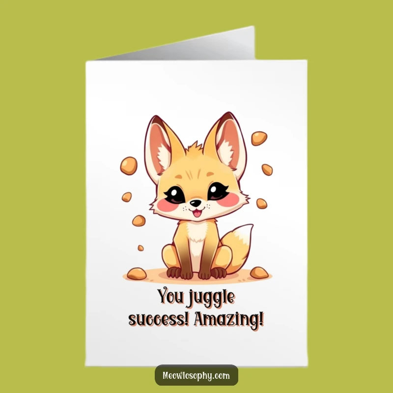 Free Printable Congrats Card: Fennec Fox Pebble Tricks Downloadable Gift