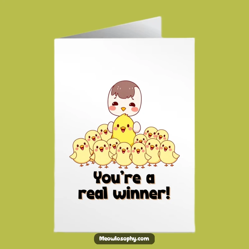 Free Printable Congrats Card: Kawaii Character & Birds for a Sweet Downloadable Gift