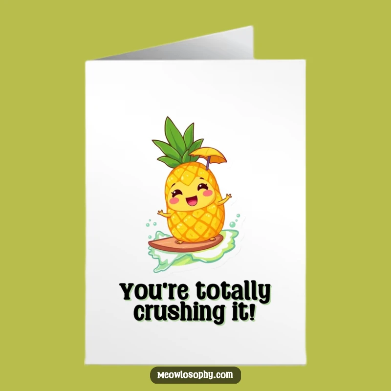 Free Printable Funny Pineapple Surfer Congrats Card - Sunny Downloadable Wishes!