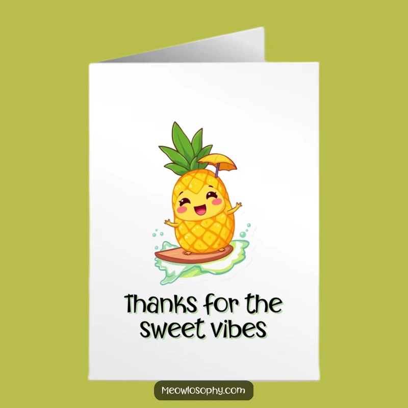 Free Printable Funny Pineapple Surfer Thank You Card - Refreshing Downloadable Gratitude!