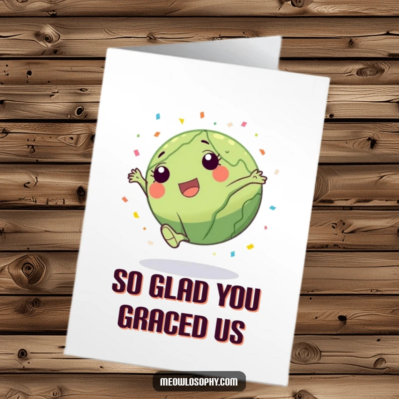 Funny Free Printable Thank You Card: A cute earth character does a cartwheel, showering confetti in thanks. Playful and appreciative.