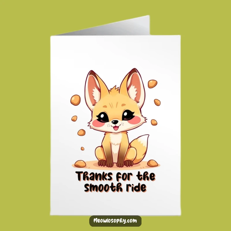 Free Printable Thank You Card: Fennec Fox Playful Thanks Downloadable Gift