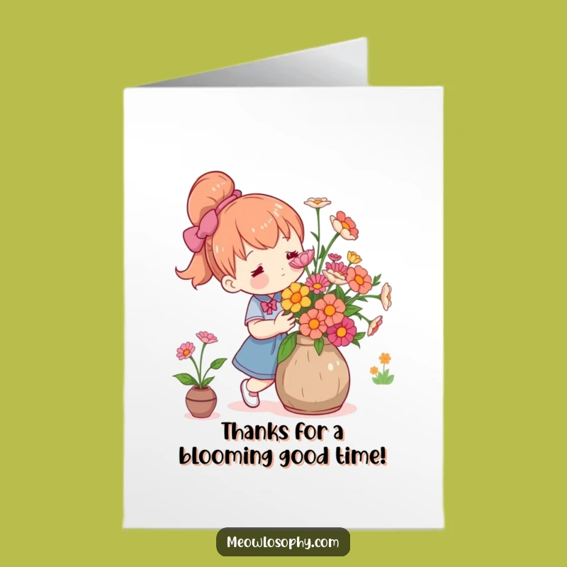 Free Printable Thank You Card: Flower Arranger Funny Downloadable Gift for Gratitude