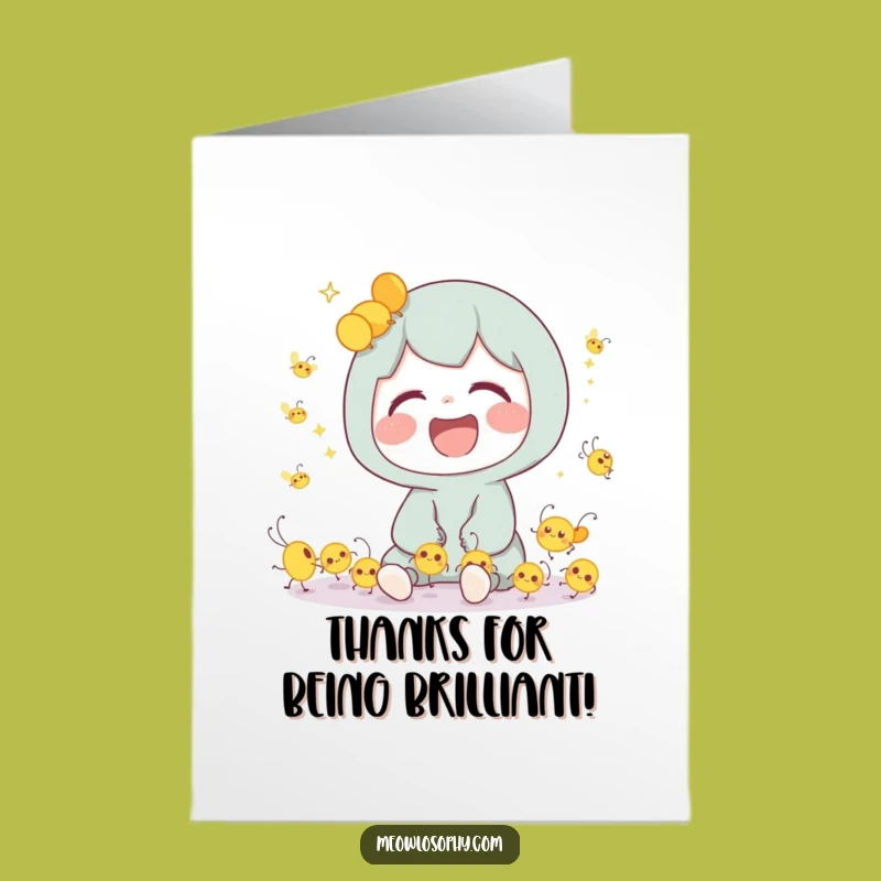 Free Printable Thank You Card: Laughing Character & Fireflies - Grateful Downloadable Gift!