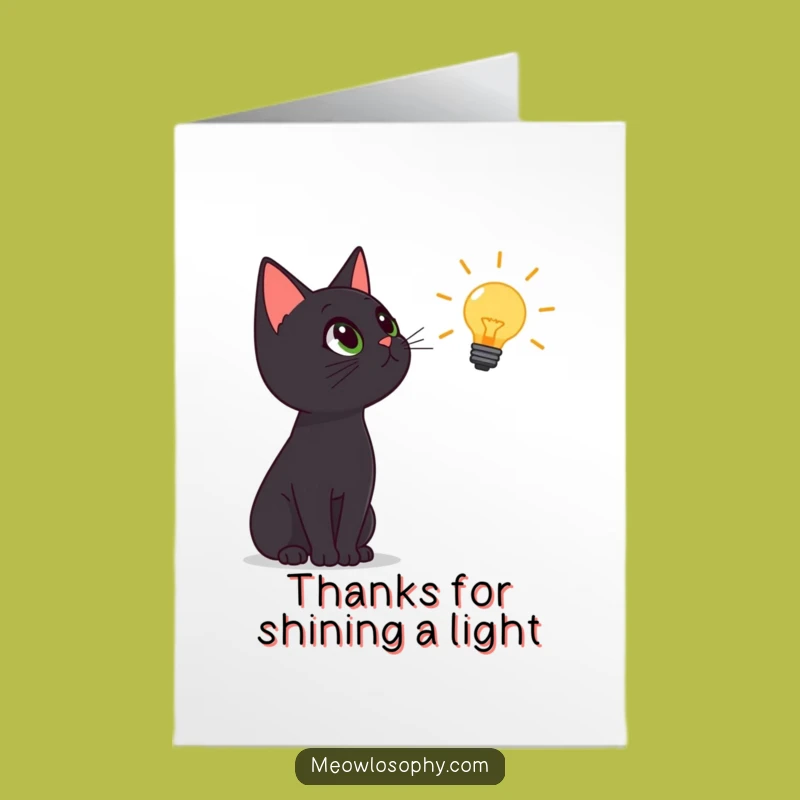Funny Free Printable Thank You Card: Cat's Lightbulb Moment Downloadable Gift